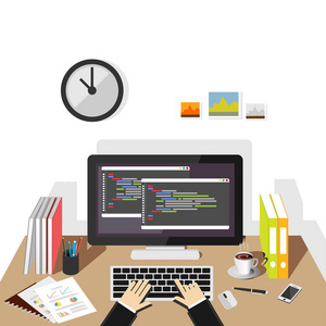 编程或编码在计算机、 网站开发、 网站设计